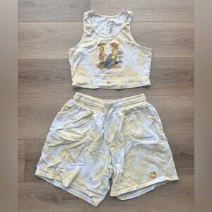 Hufflepuff Crop Tank Top and Shorts Two Piece Set